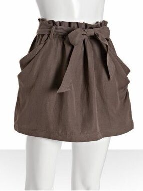 Leifsdottir (Anthropologie) Brown Silk Linen Paper Bag Skirt | Size 6